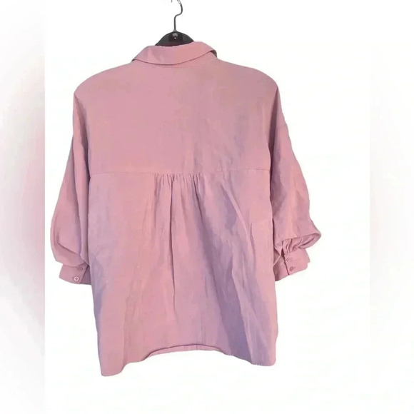 La Ven women’s pale pink statement sleeves button down shirt sz XS preloved - Picture 2 of 7